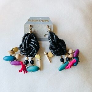 Bohemian Colorful Twisted Wooden‎ Beads Earrings